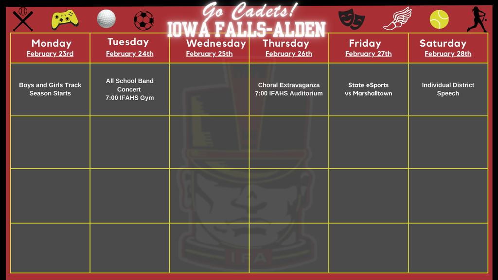 Weekly Activities Calendar