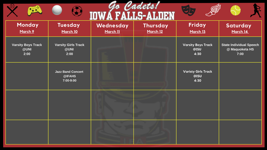 Weekly Activities Calendar