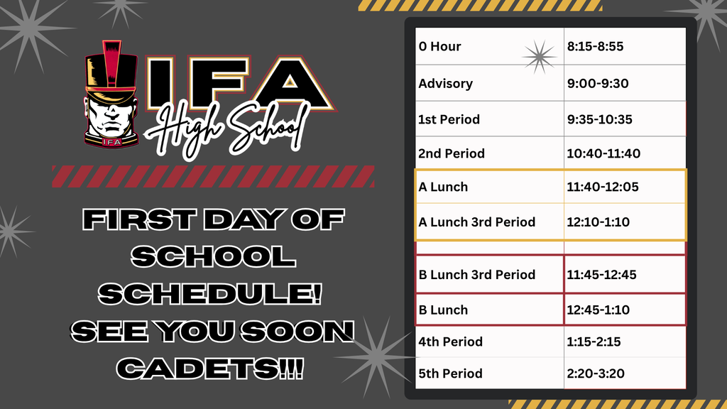 First day of school schedule 