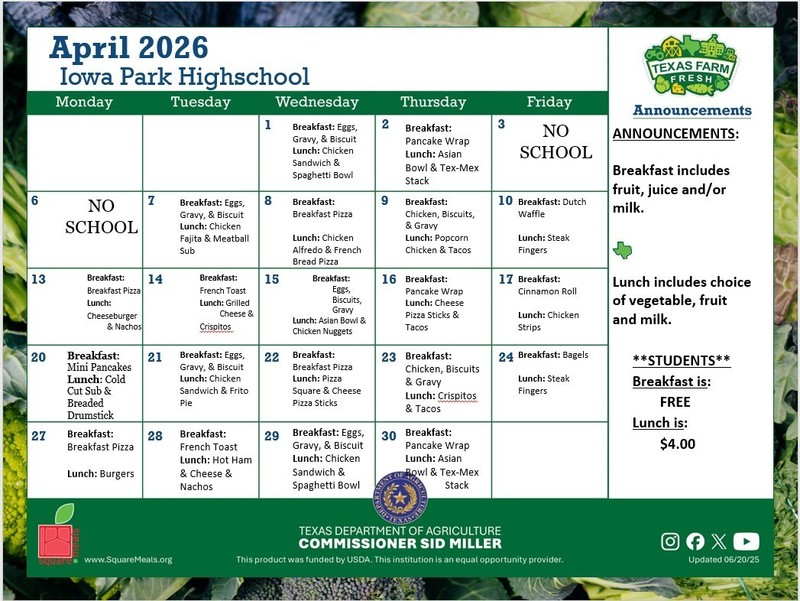 Apr HS Menu
