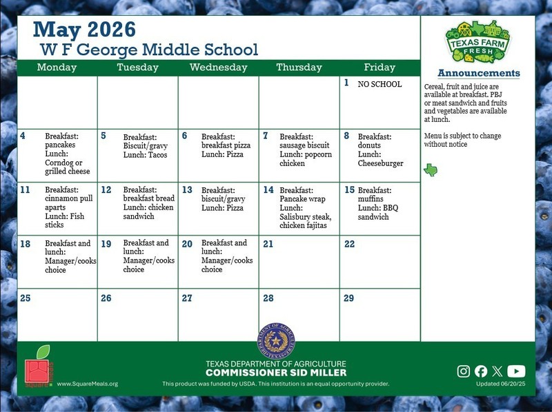 May MS Menu