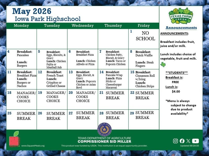 May HS Menu
