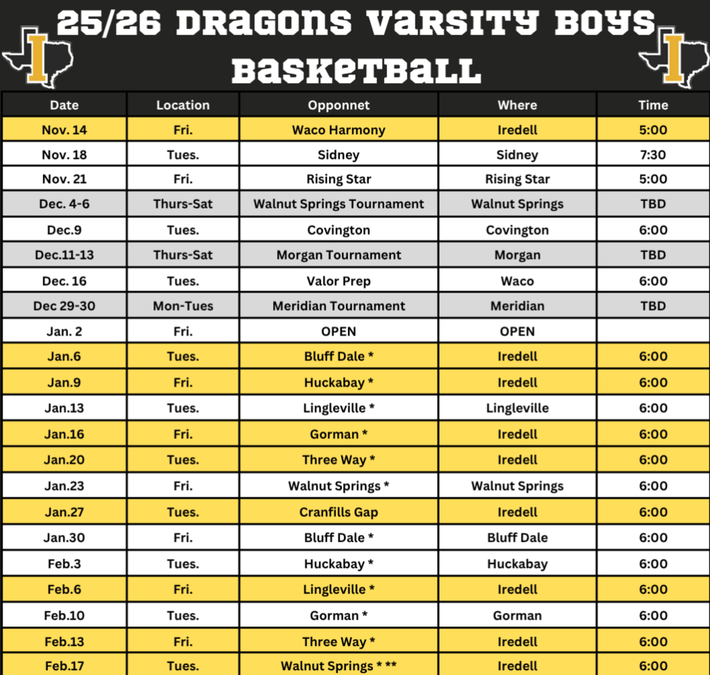 varsity boys basketball schedule