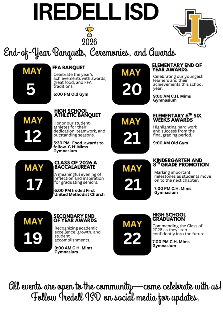 iredell isd dates banquets