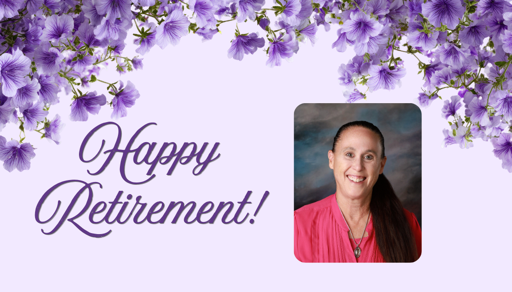 picture of purple flowers and Mrs. Burgoyne