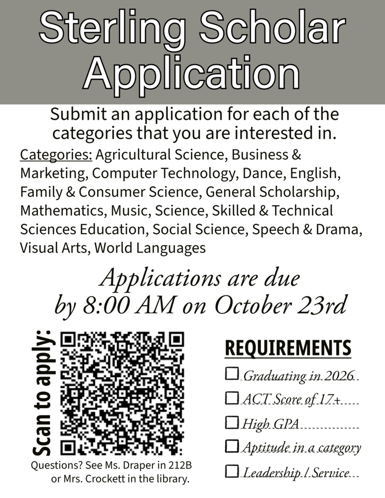 Sterling Scholar Application and QR code