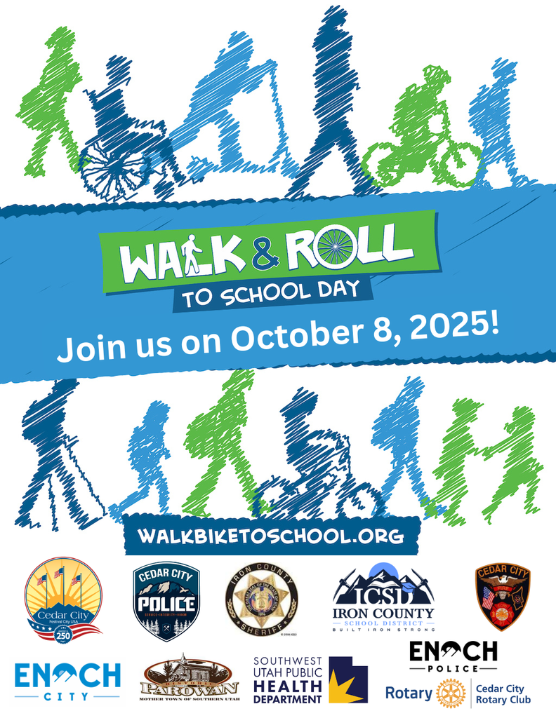 Walk & Roll to School Day poster with logos of supporting entities.