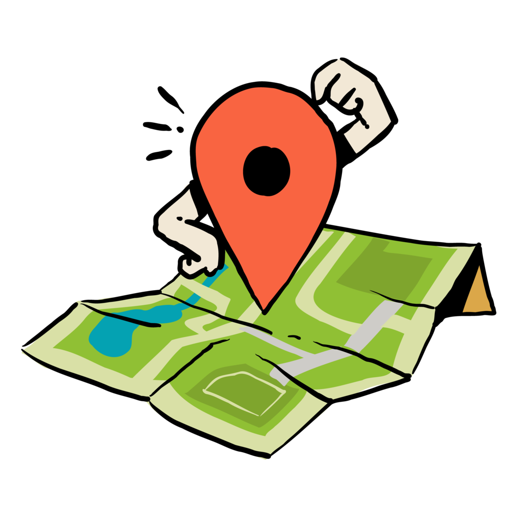 Location pin scratching its head