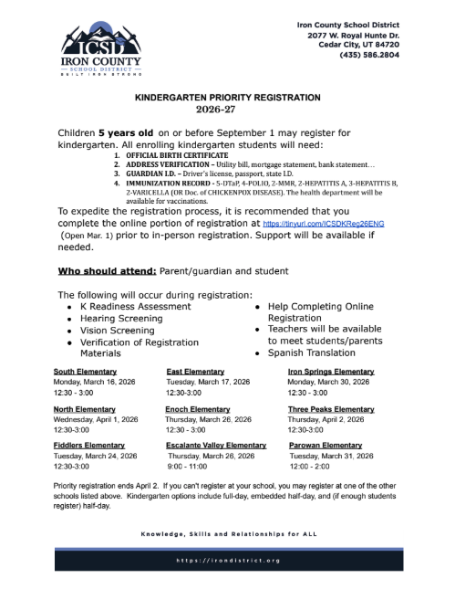 Kindergarten Registration