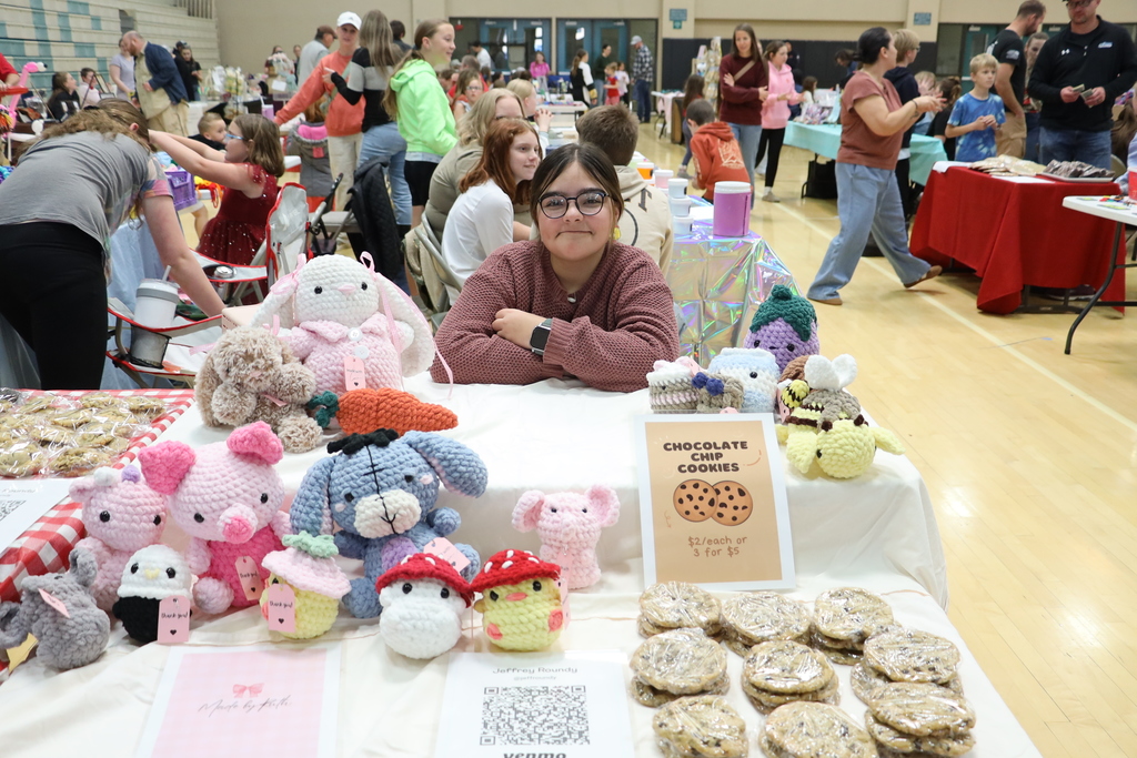 Showing off handmade items.