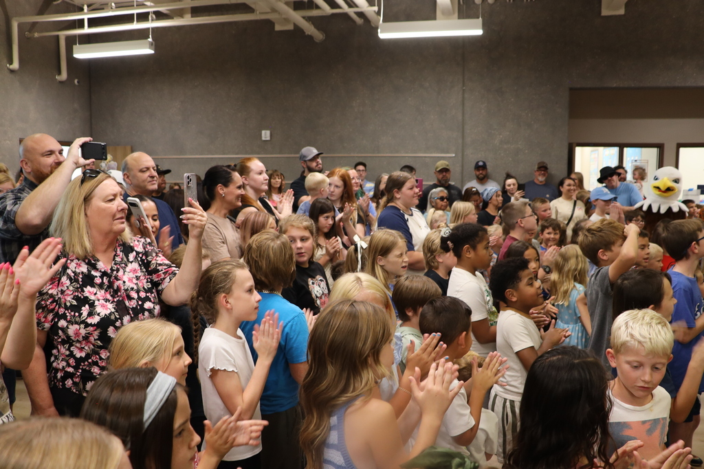 A crowd gathers for the opening of East Elementary.