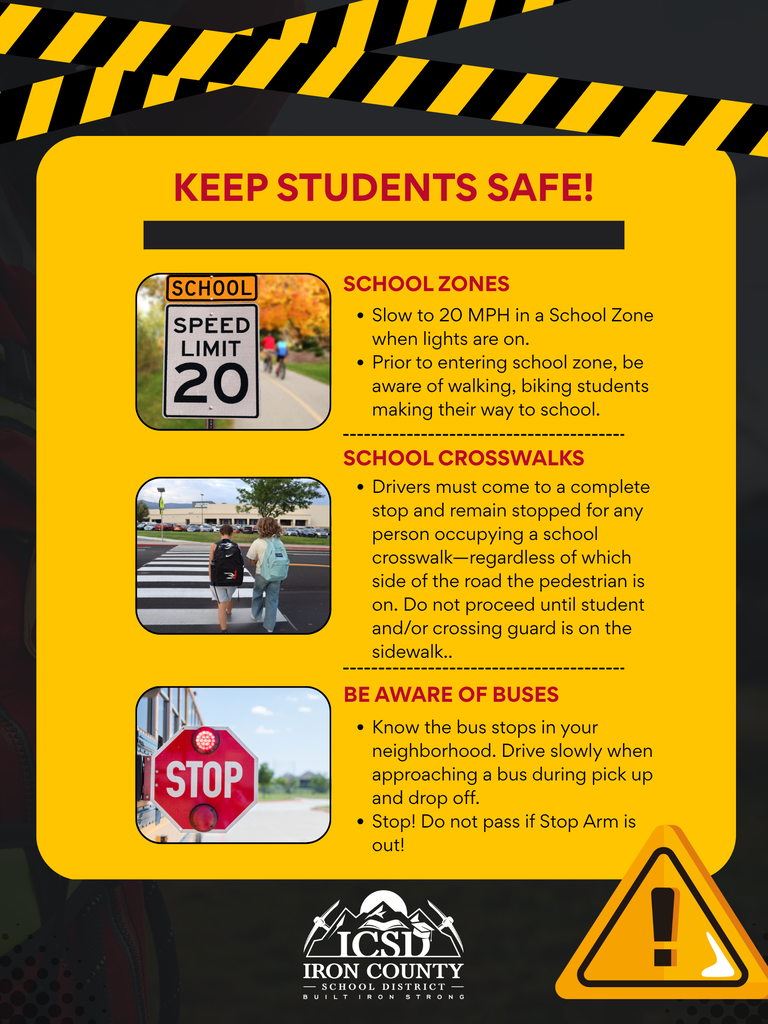 Keep Students Safe graphic with 5 reminders which are also in the body of the post.