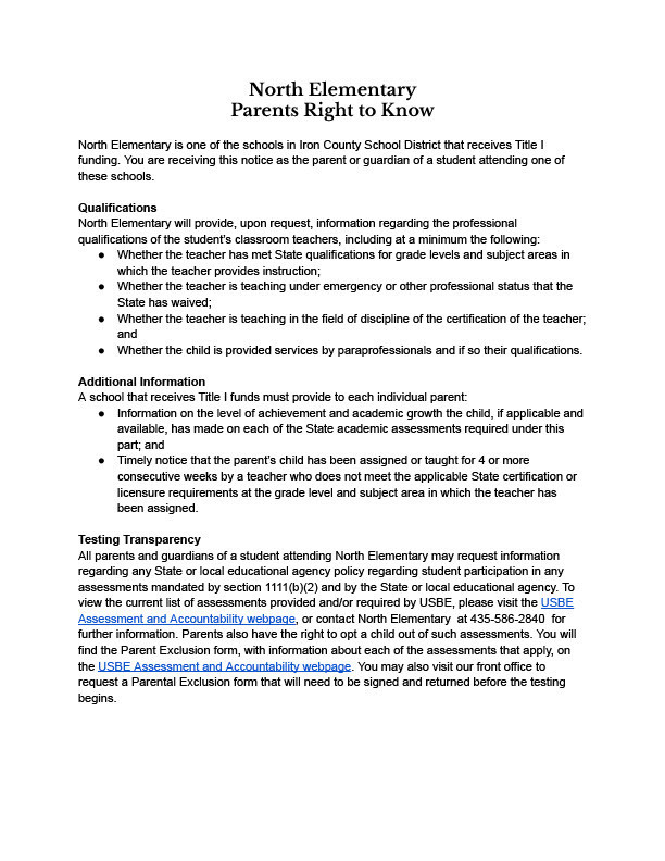 Parent right to know