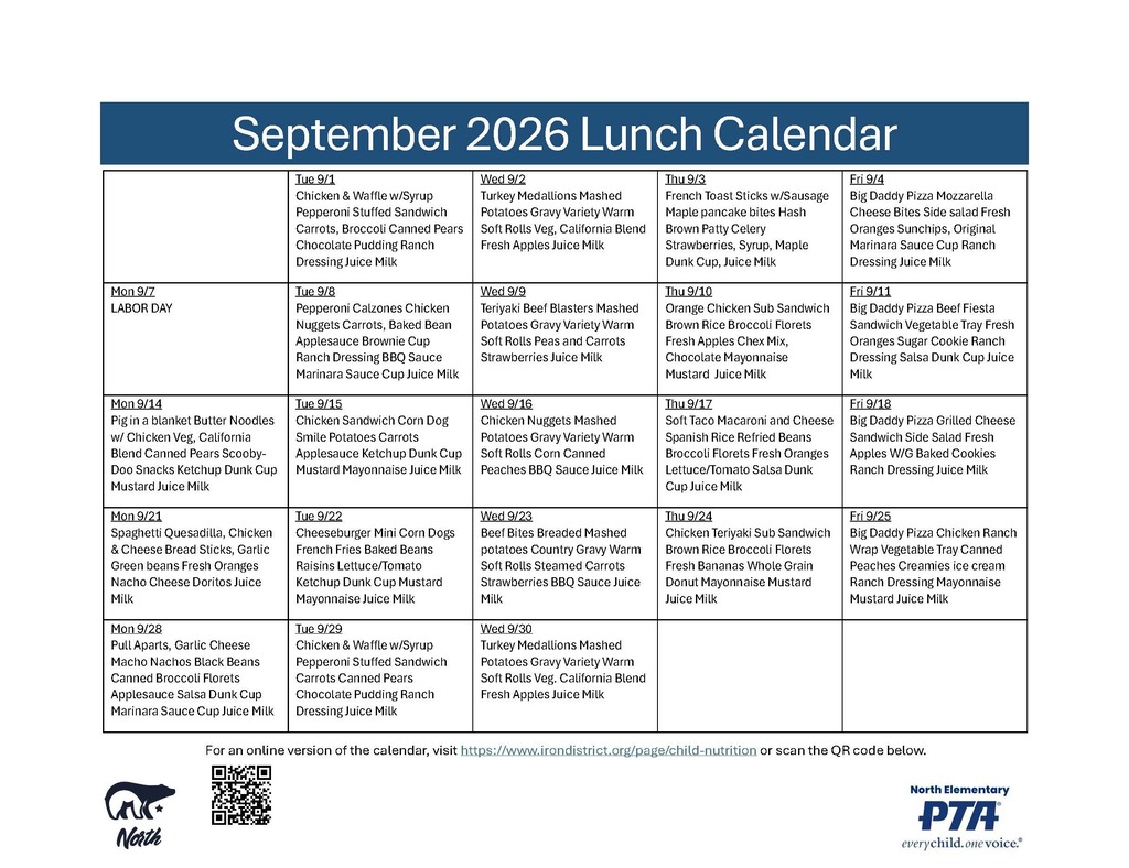 Lunch menu