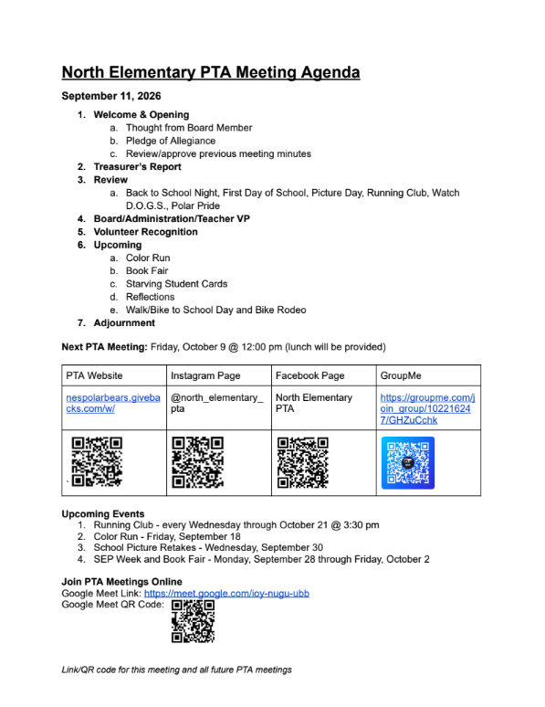 PTA mtg
