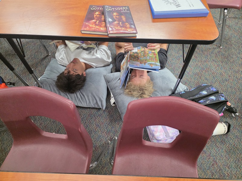 students reading