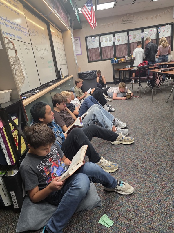 students reading