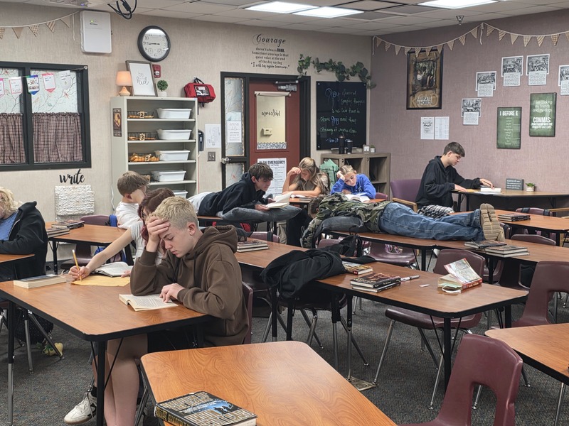 students reading