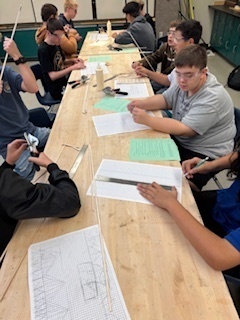 students designing bridges