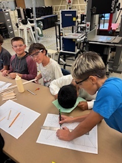 students designing bridges