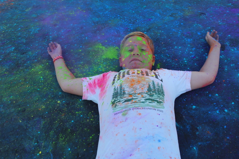 boy with chalk dust