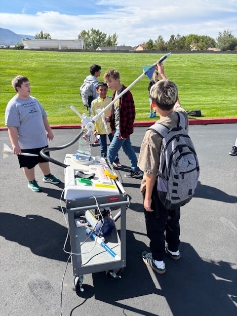 students preparing for rocket launch in Exploring Tech
