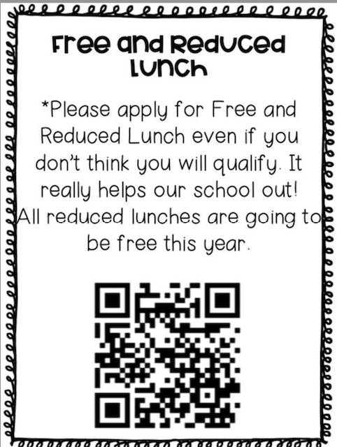 Picture of QR Code to Sign up for free and reduced lunch.