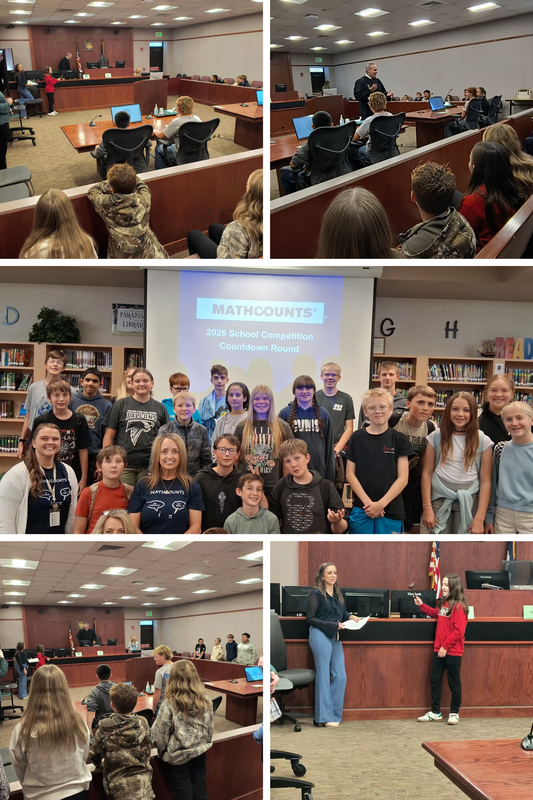 pictures of students visiting courthouse on a 7th grade field trip