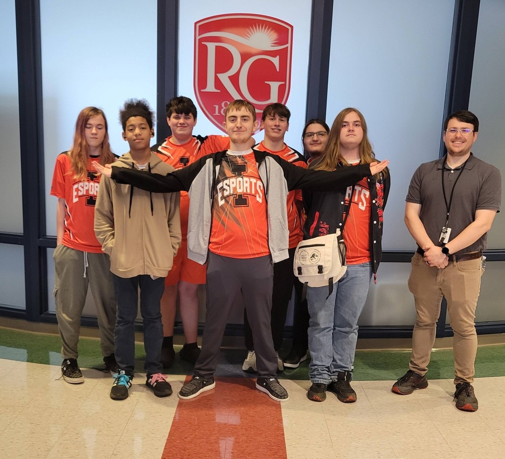 Ironton High Esports team : Corey Stevens, Myson Schneider, Landon Neal,  Braylon Bailey, Ethan Rice, Strider McFann, Michael Wilson, Coach Chris Martin