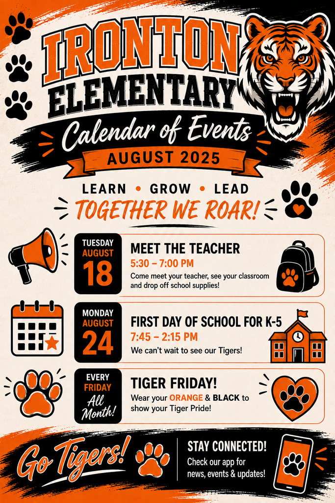Ironton Elementary calendar of events