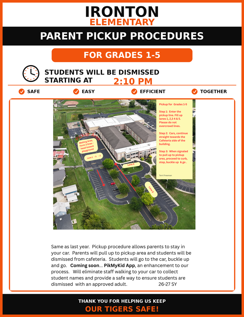 Ironton Elementary parent pickup procedures