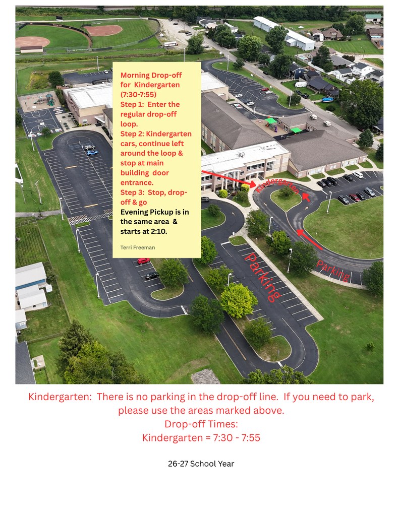 Ironton Elementary kindergarten drop-off and pick up information