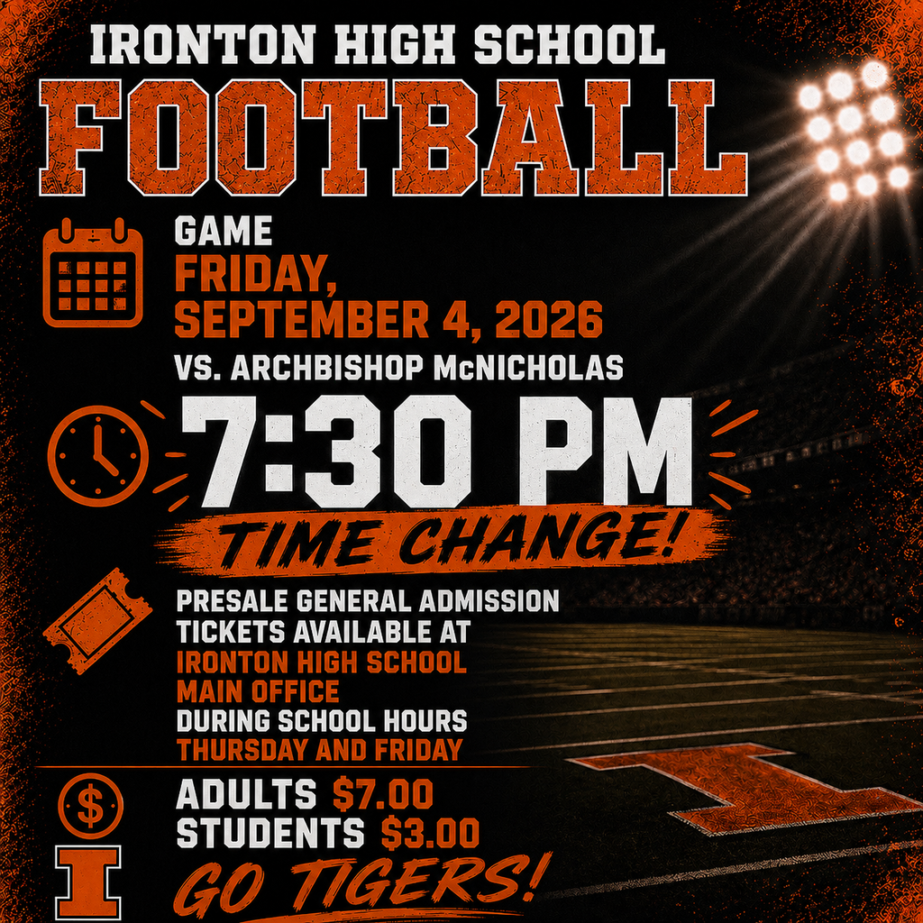 Ironton Football start time change to 7:30PM