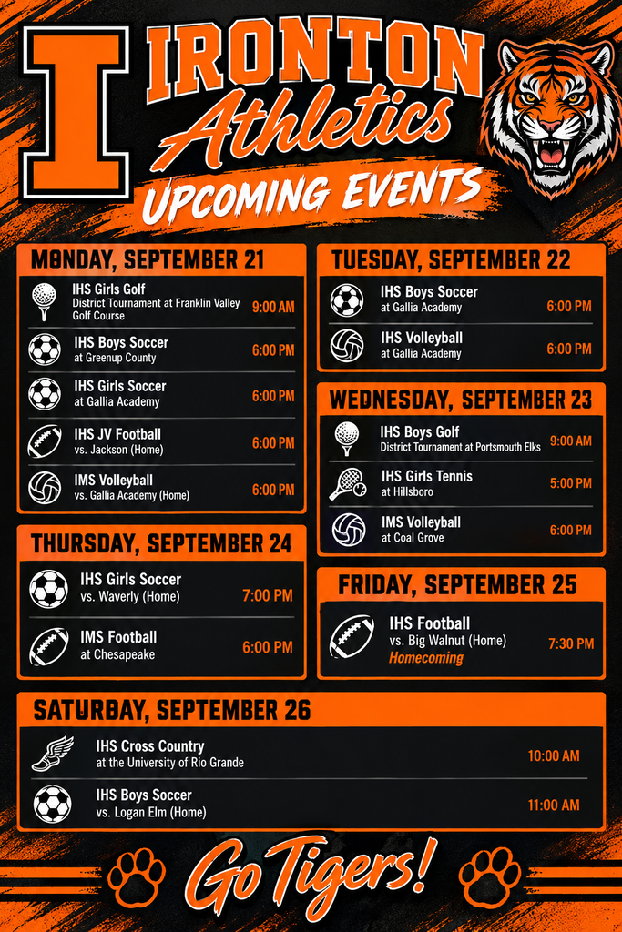Ironton Athletics upcoming events