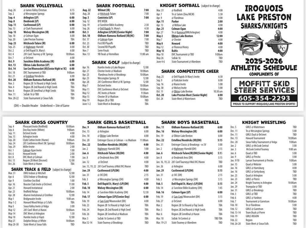 2025-2026 Master Sports Schedule