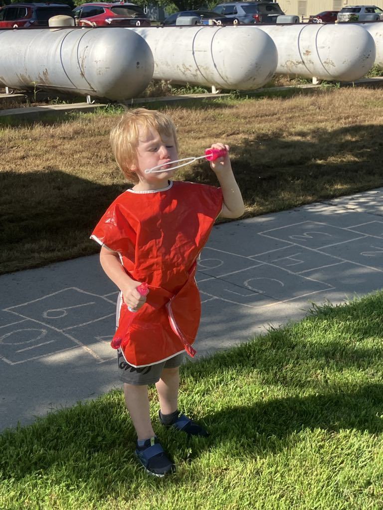 blowing bubbles