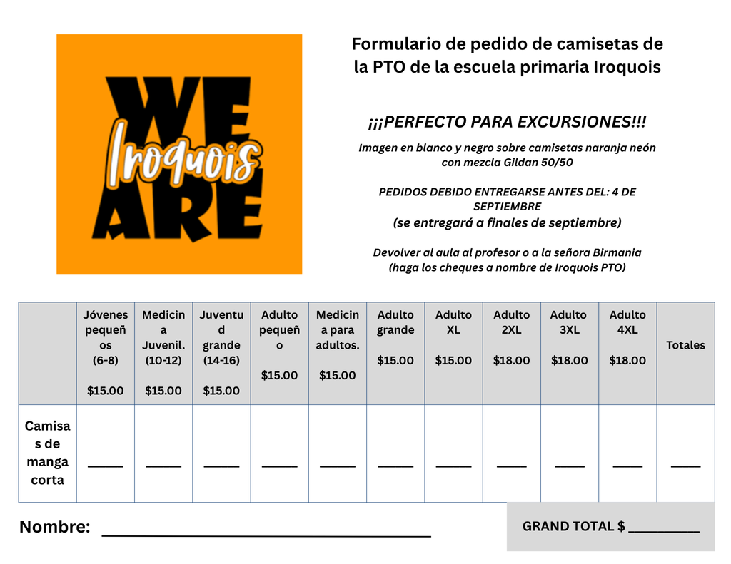 Spanish shirt form