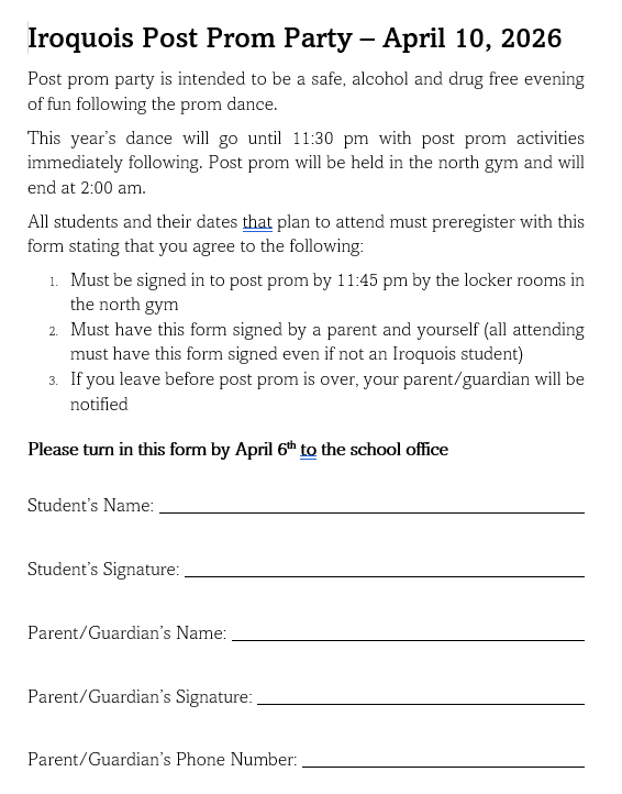 Post Prom Form