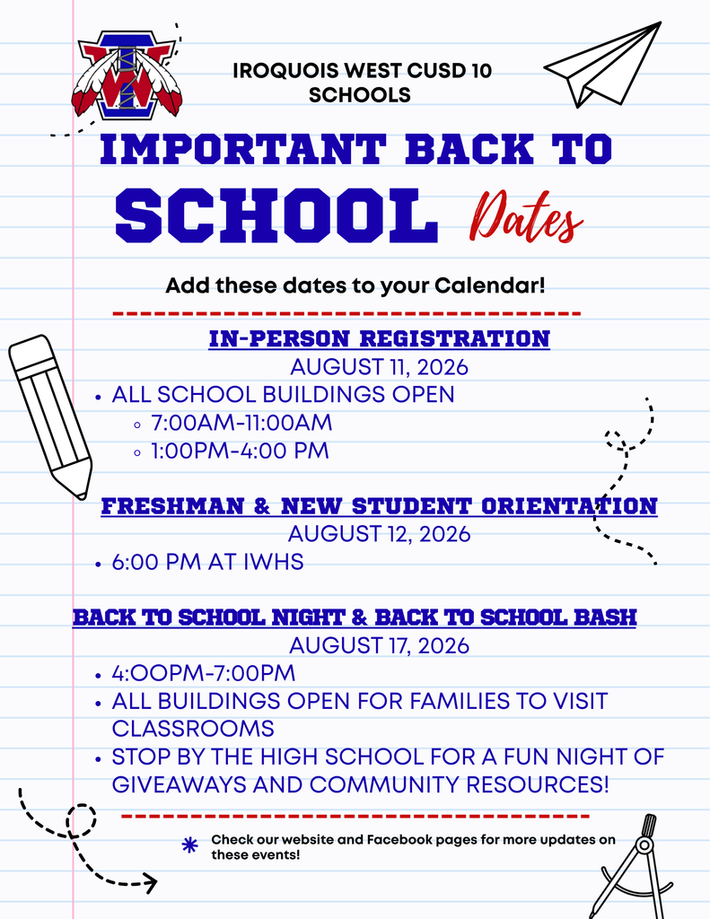 Lists of dates- inperson registraiton august 11 from 7am to 11am and 1pm to 4pm, Freshman and new student orienation august 12 6pm aths, back to school night open house & back to school bash augut 17th 4-7pm