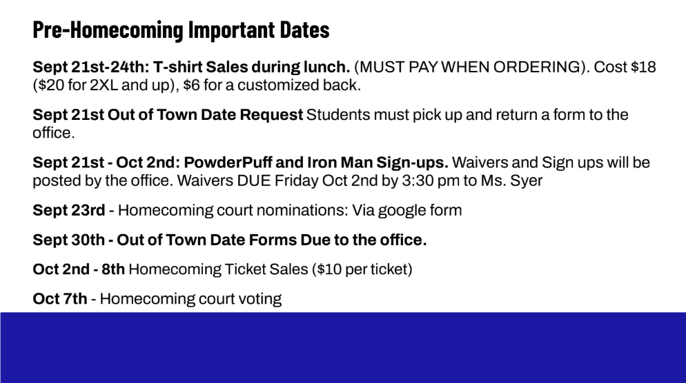 Important Homecoming Dates
