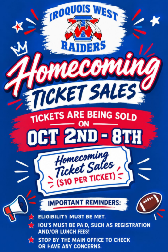 Homecoming Dance Ticket Sales 10/2-10/8