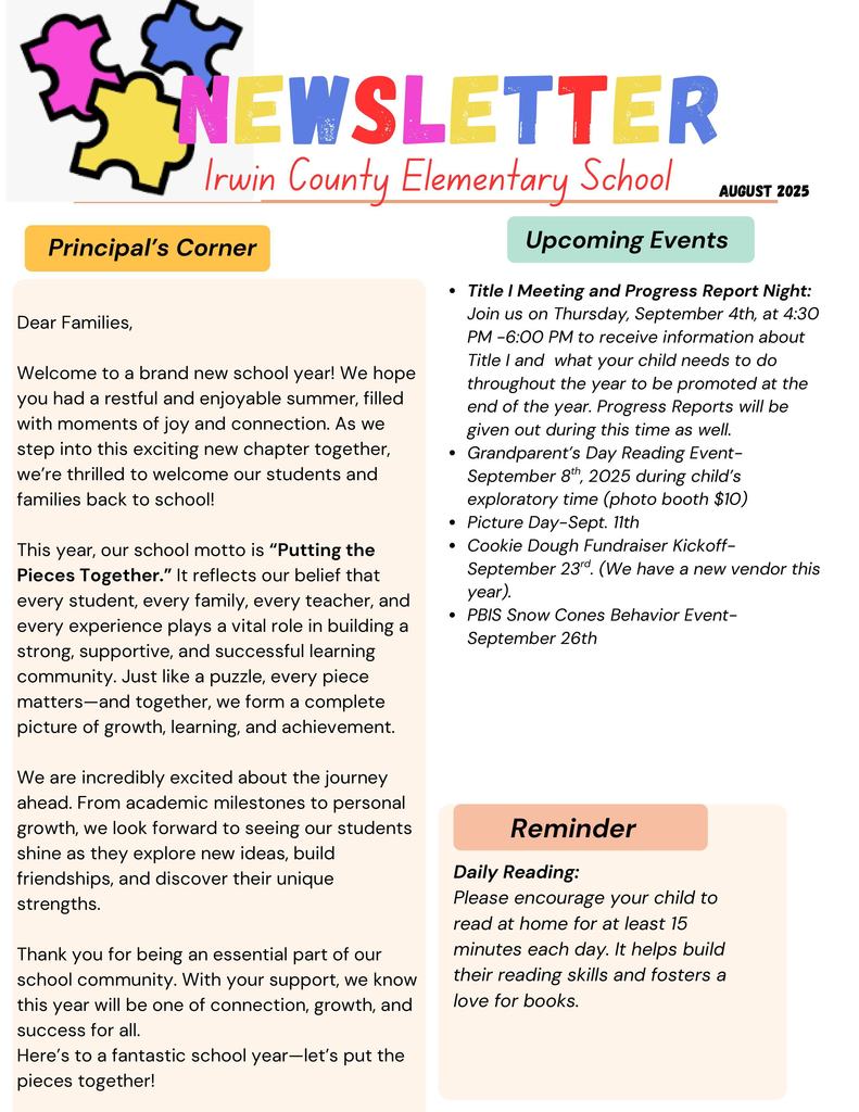 ICES Back to School Newsletter