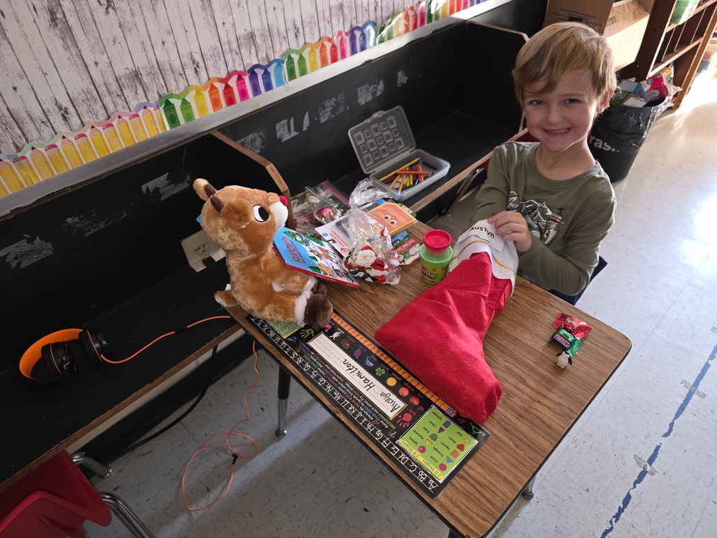 Mrs. Ariel Roberts' class receives books and toys for Christmas
