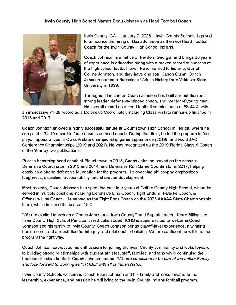 New Head Football Coach