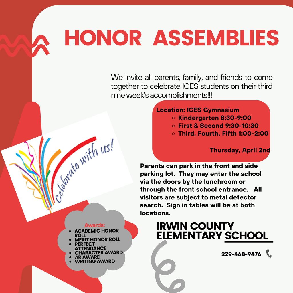 ICES Honors Assembly Thursday, April 2, 2026
