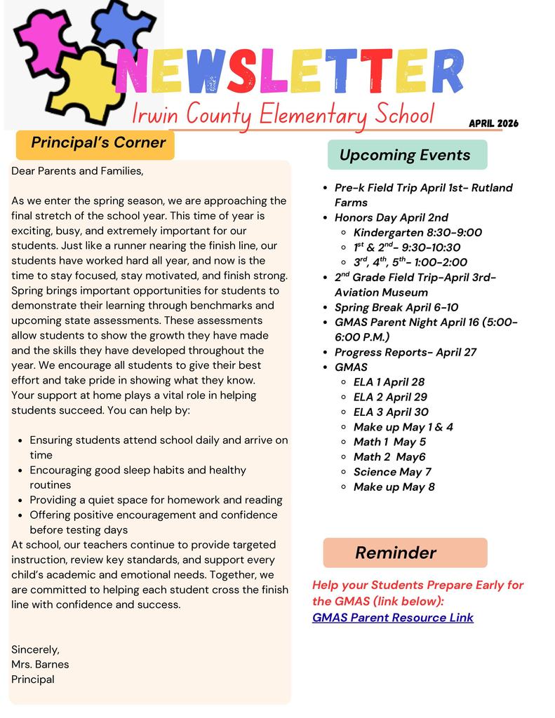 ICES Parent Newsletter April 2026
