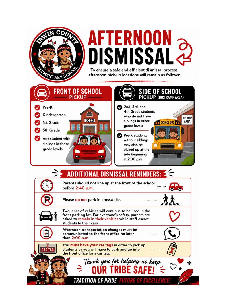 ICES afternoon dismissal information