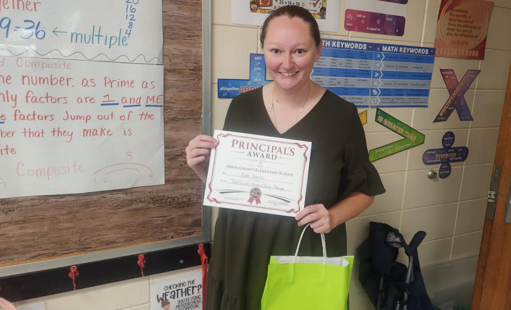 Ms. Kodie Harris receives the Principal's Award this week at ICES!