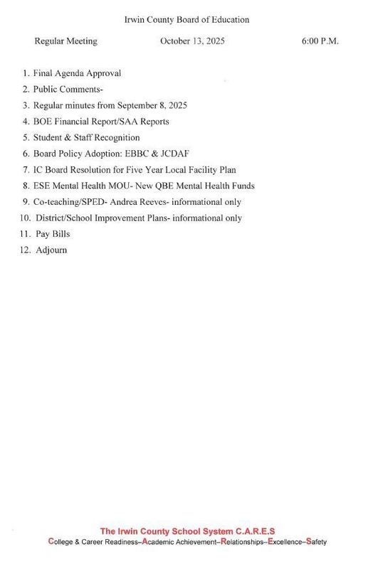 board agenda