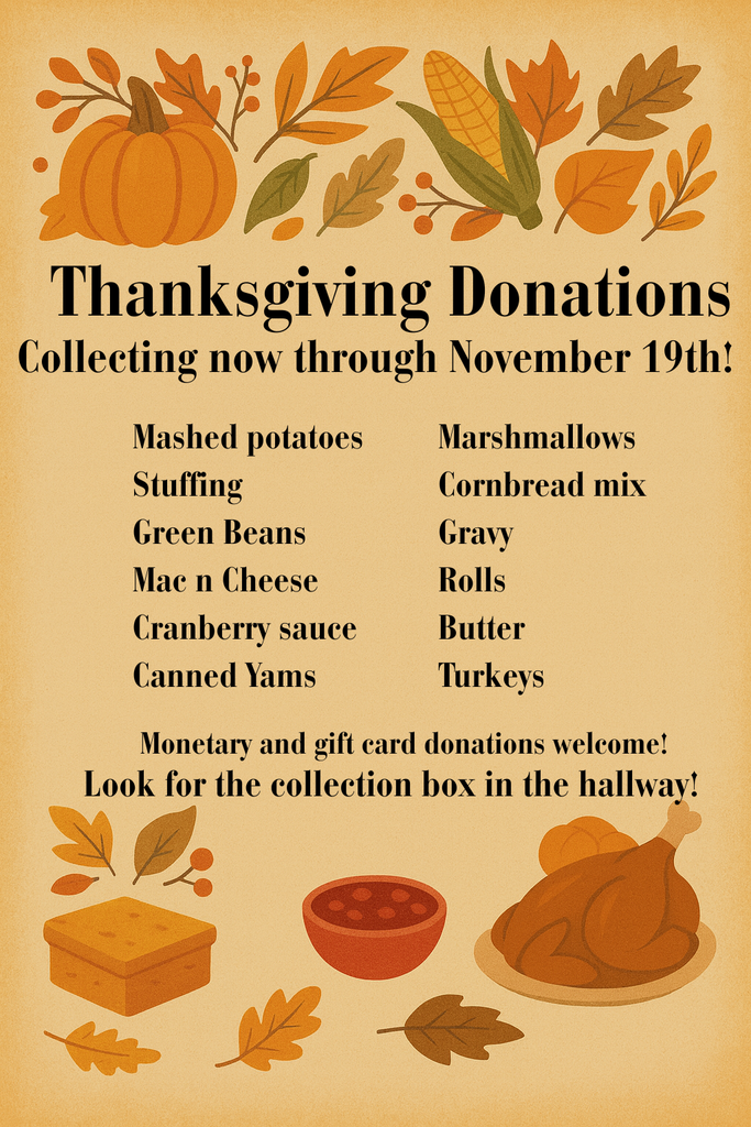 Thanksgiving Donation Items 